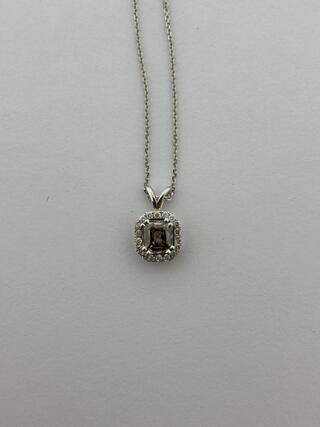 Witgouden collier met diamanten en fancy diamant, Witgoud